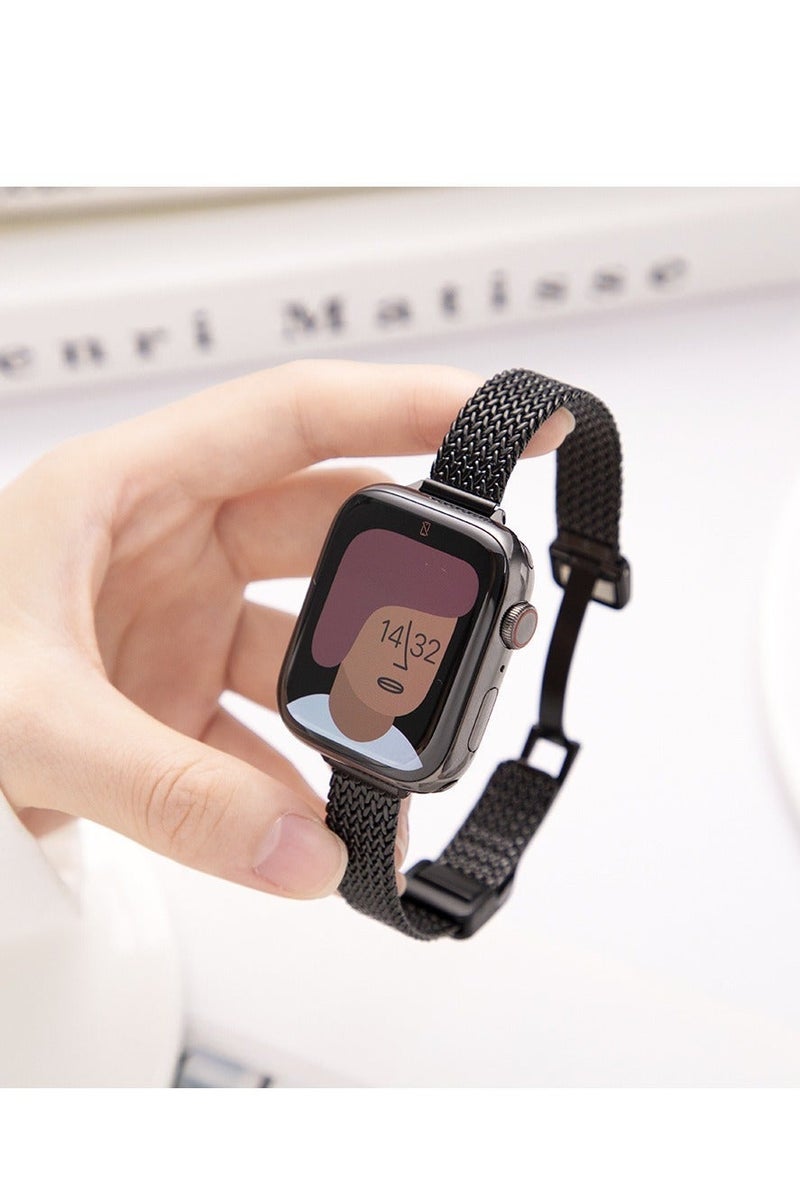 BESTPEAK 2 Pack Magnetic Metal Bands Compatible with Apple Watch Band 38mm 40mm 41mm , Adjustable Magnetic Metal Strap Thin Waterproof Wristbands Compatible with iWatch Apple Watch Series11 10 8 7 6 5 4 3 2 1（41/40/38/42mm（Series 11/10）2pcs-Black + Rose Pink - Image 4